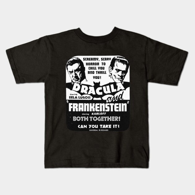 Dracula Frankenstein Double Feature Kids T-Shirt by zombill